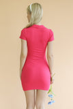 Ribbed Polo Short Sleeve Bodycon Mini Dress