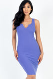 Casual Ribbed Split Neck Bodycon Dress