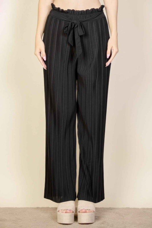 New Arrival – Pleated Stretch Crepe Pull-on Wide Leg Tie Front Pants – New Arrival Now Live