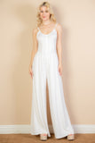 Button Front Wide Leg Jumpsuit