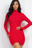 Ribbed Mock Neck Bodycon Mini Dress