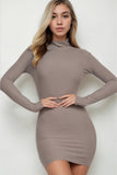 Ribbed Mock Neck Bodycon Mini Dress