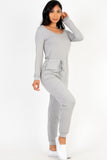 Tie Waist Long Sleeve Jumpsuit