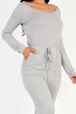 Tie Waist Long Sleeve Jumpsuit