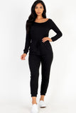 Tie Waist Long Sleeve Jumpsuit