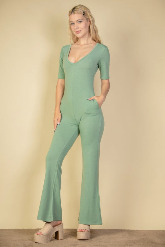 New Arrival – French Terry Short Sleeve Flare Jumpsuit – New Arrival Now Live