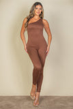 Solid Color One Shoulder Jumpsuit