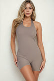 Ribbed Halter Neck Backless Romper