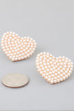 Pearled Heart Stud Earrings