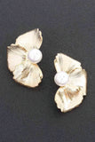 Faux Pearl Metal Flower Earring