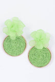 Faux Straw Fabric Flower Earring