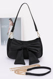 Satin Bow Front Shoulder Bag