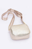 Metallic Embossed Faux Leather Camera Bag W/strap