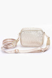 Metallic Embossed Faux Leather Camera Bag W/strap