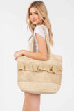 Ruffle Detail Crochet Straw Bag