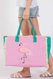 Embroidered Anchor Patch Fringe Tote Bag