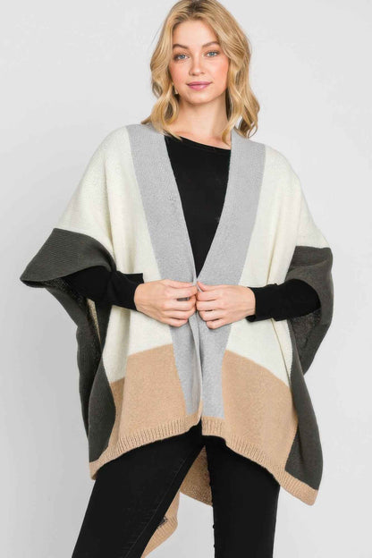 New Arrival – Soft Color Blocked Ruana – New Arrival Now Live