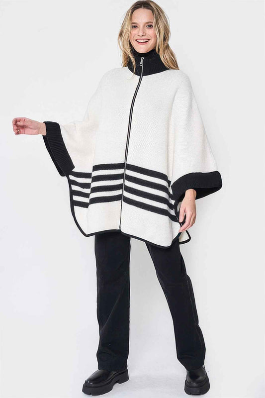 New Arrival – Sporty Bordered Zip Up Knit Kimono – New Arrival Now Live