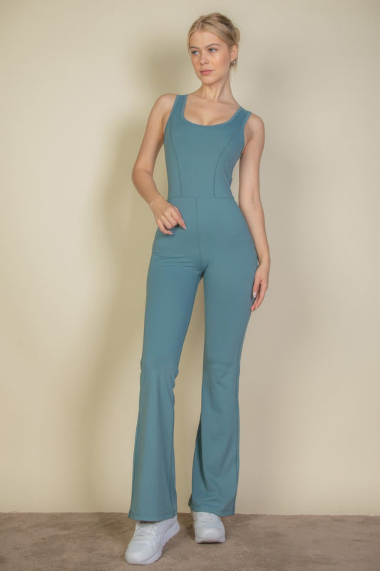 New Arrival – Solid Flare Leg Sports Jumpsuit – New Arrival Now Live