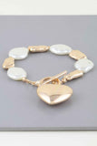 Multi Stone Heart Toggle Bracelet
