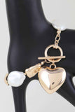 Multi Stone Heart Toggle Bracelet
