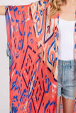 Boho Print Open Front Long Kimono
