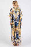 Boho Print Open Front Long Kimono
