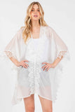 Flower Pattern Trim Detail Poncho