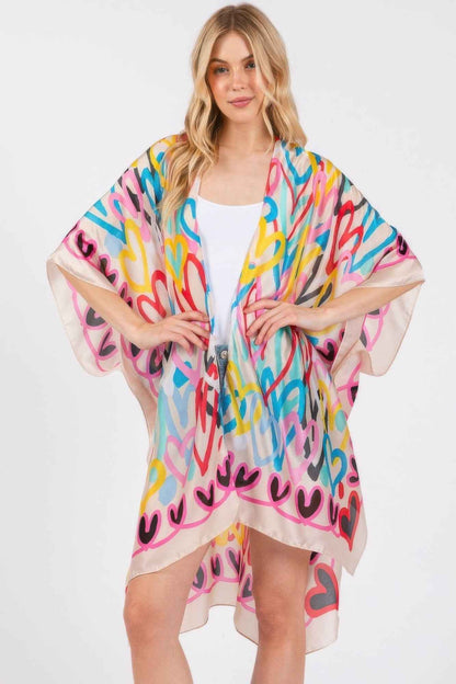 Multi Colored Heart Print Silky Feel Kimono – New Arrival Now Live