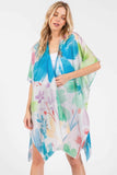 Watercolor Flower Print Kimono