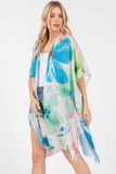 Watercolor Flower Print Kimono