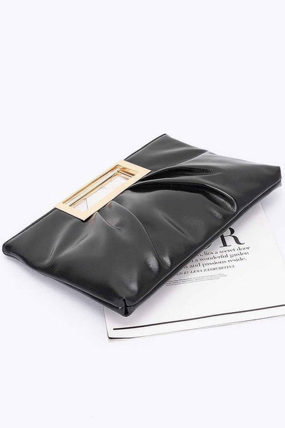 Faux Leather Metal Handle Clutch – New Arrival Now Live