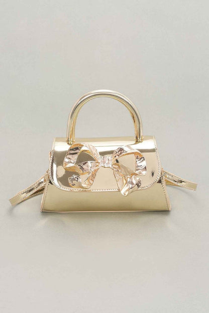 New Arrival – Faux Mirror Leather Ribbon Metal Top Handle Bag – New Arrival Now Live