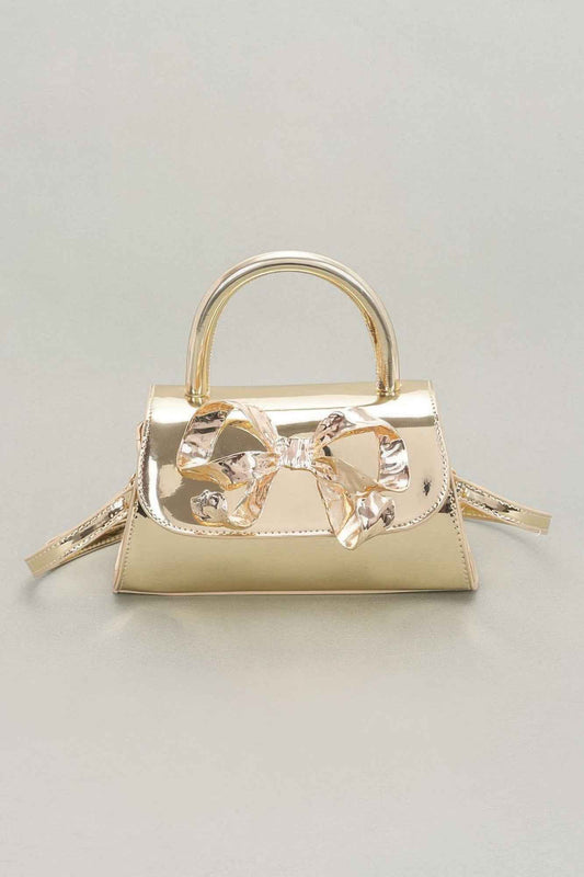 New Arrival – Faux Mirror Leather Ribbon Metal Top Handle Bag – New Arrival Now Live
