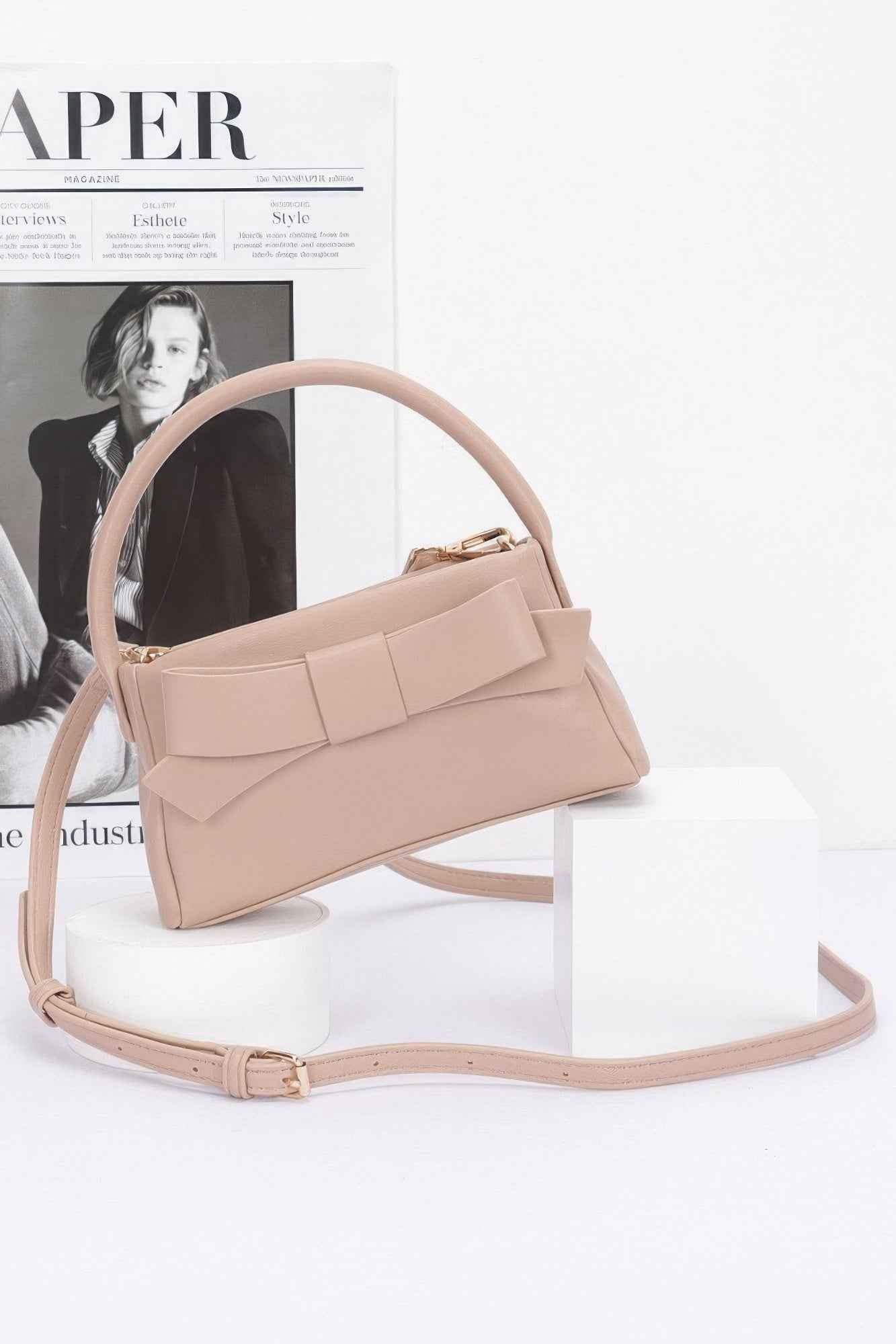 New Arrival – Faux Leather Ribbon Top Handle Clutch – New Arrival Now Live
