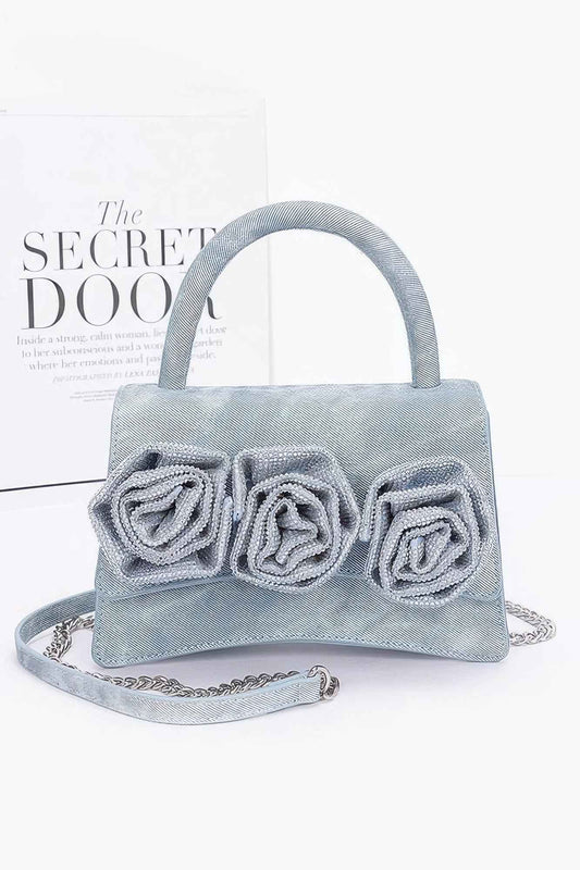 New Arrival – Faux Leather Rhinestone Hot Fix Flower Bag – New Arrival Now Live