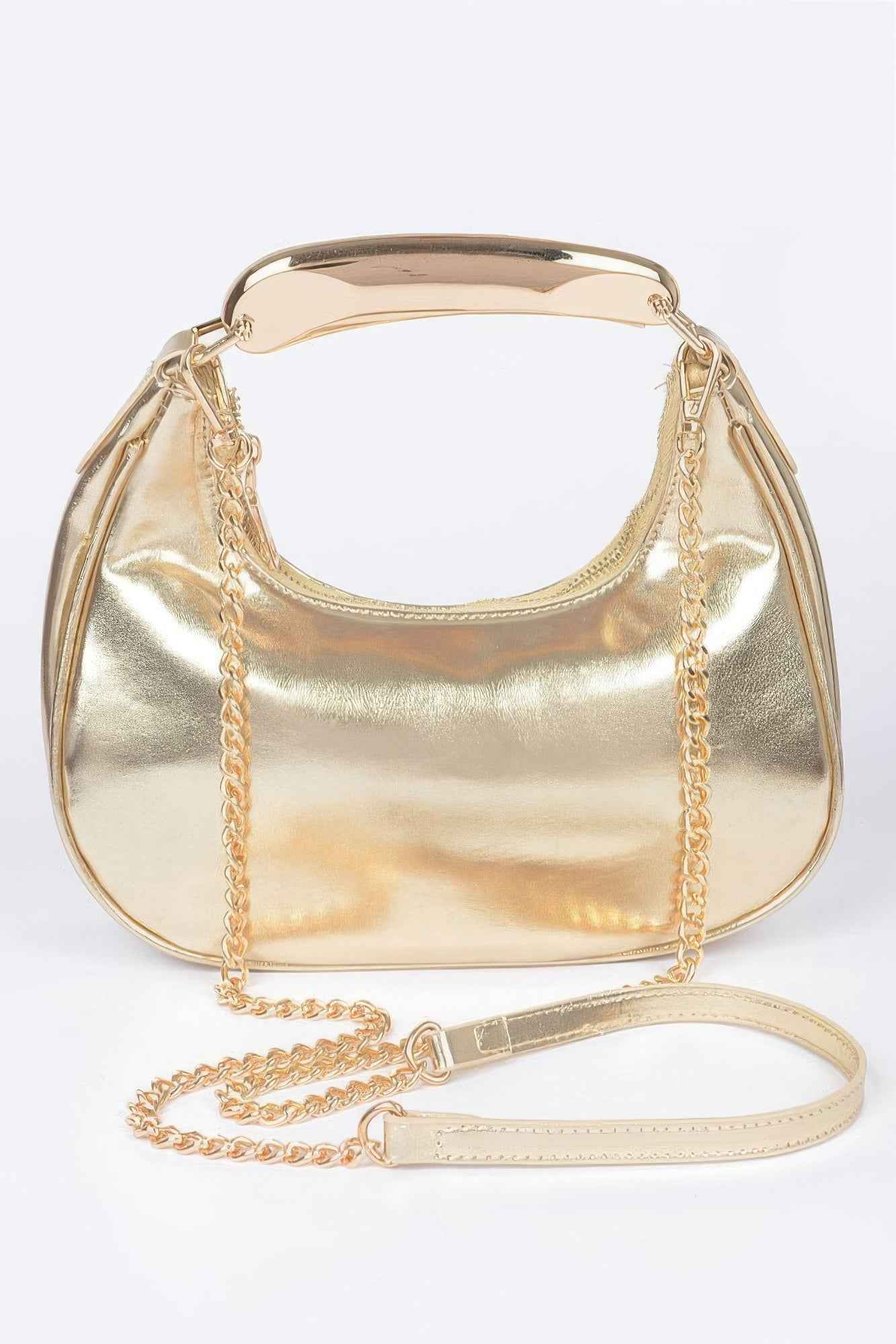 New Arrival – Metallic Faux Leather Metal Top Handle Clutch – New Arrival Now Live