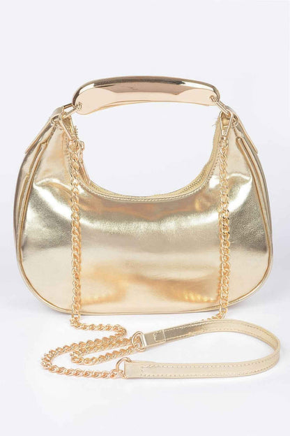 New Arrival – Metallic Faux Leather Metal Top Handle Clutch – New Arrival Now Live