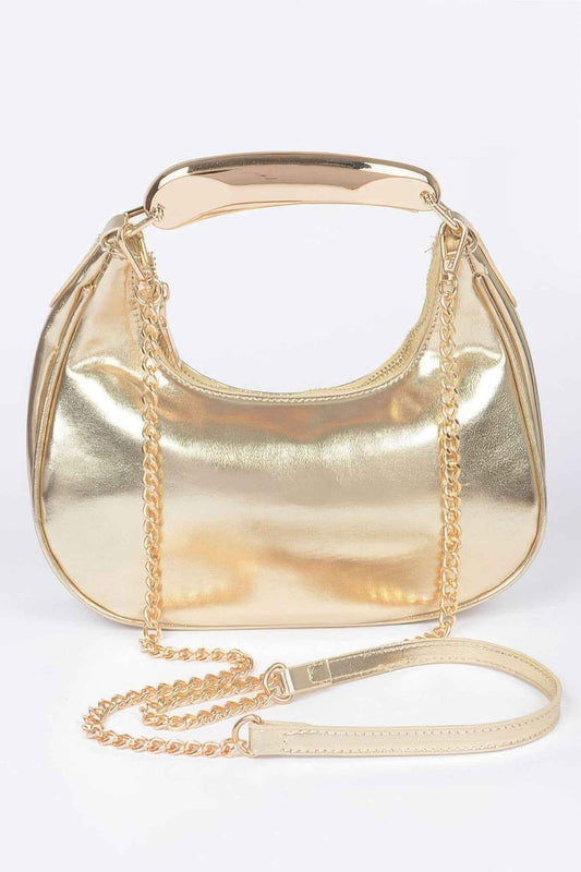 New Arrival – Metallic Faux Leather Metal Top Handle Clutch – New Arrival Now Live