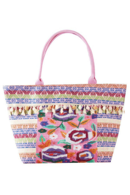 New Arrival – Boho Print Pom Pom Fringe Tote Bag – New Arrival Now Live