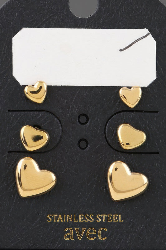 New Arrival – Triple Hearts Stud Earrings Set – New Arrival Now Live