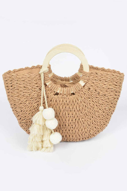 New Arrival – Woven Cotton Wood Handle Tote Bag – New Arrival Now Live