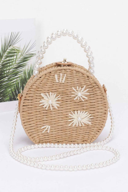 New Arrival – Faux Straw Handmade Clutch W/pearl Handle – New Arrival Now Live