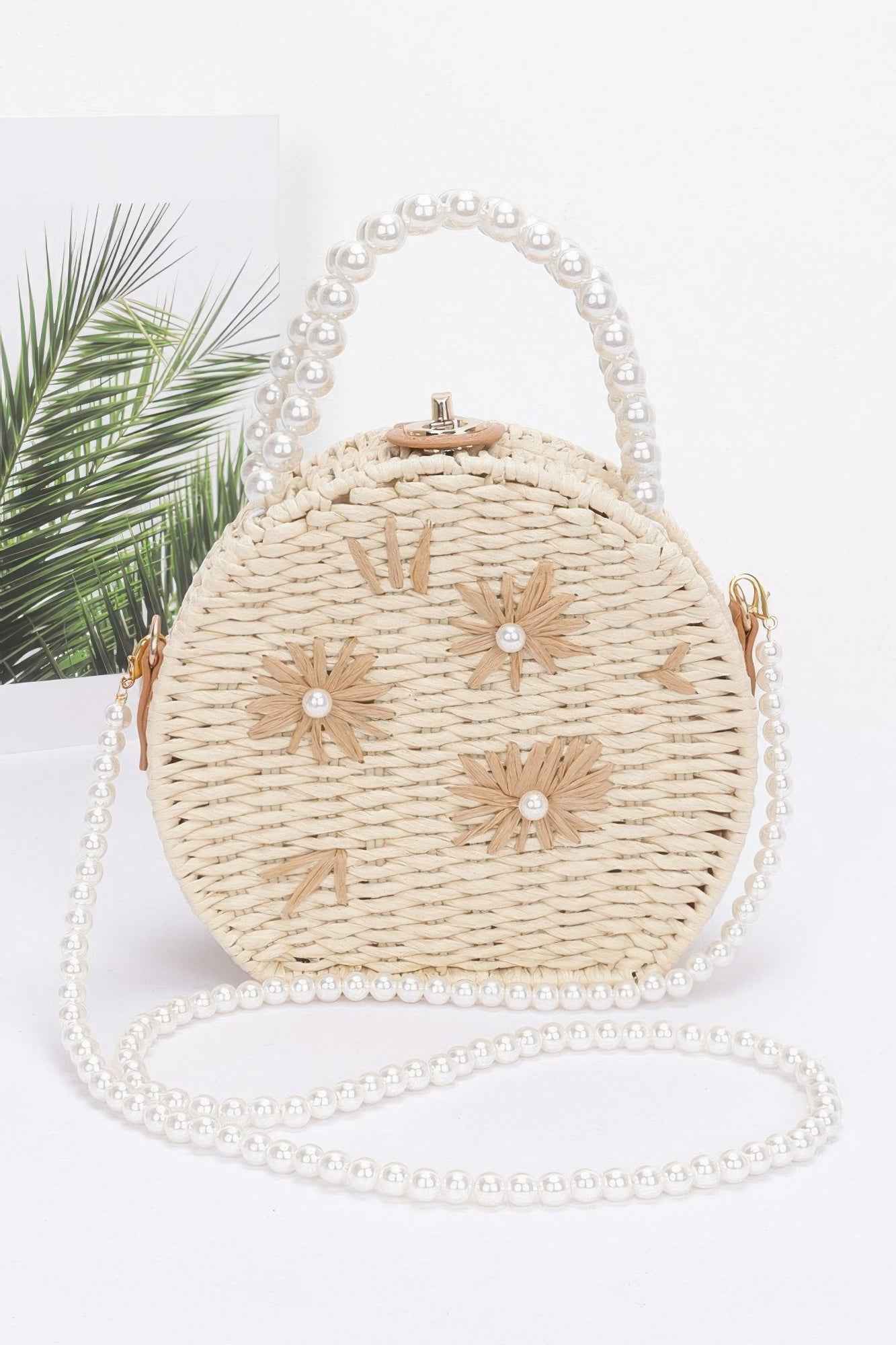 Faux Straw Handmade Clutch W/pearl Handle – New Arrival Now Live