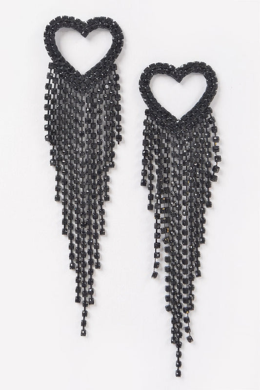 New Arrival – Rhinestone Heart Fringe Earring – New Arrival Now Live