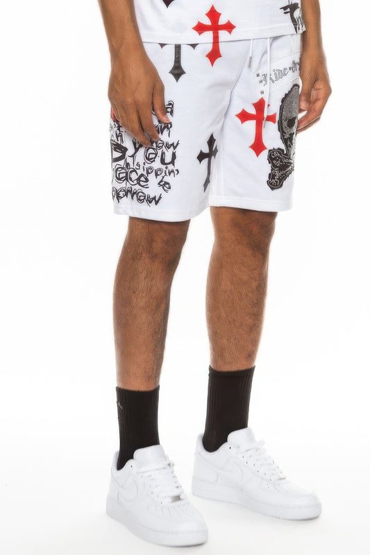New Arrival – Mens Chrome Cross Skull Shorts – New Arrival Now Live