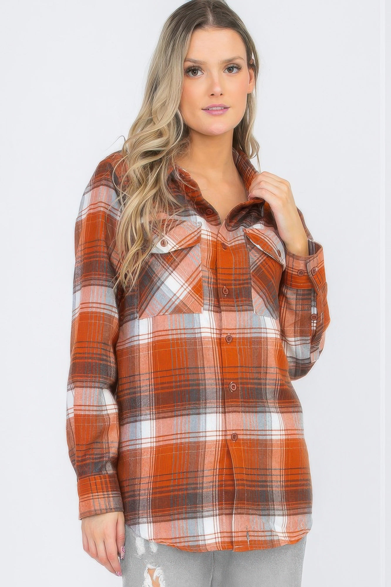 New Arrival – Womens Boyfriend Long Sleeve Checkered Flannel – New Arrival Now Live