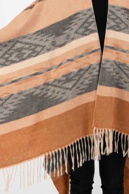 Aztec Pattern Fringe Ruana