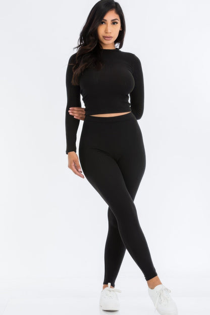 Ribbed Mock Neck Long Sleeve Top & Leggings Set – New Arrival Now Live
