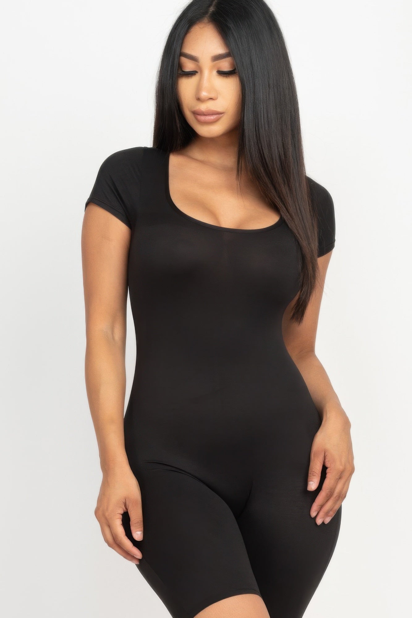 Short Sleeve Scoop Neck Bodycon Romper – New Arrival Now Live